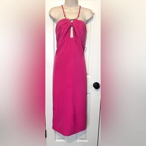 Halston ADRINA DRESS IN STRETCH CREPE, Color Magenta, Size 14